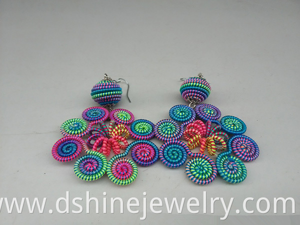 Woven Hoop Dangle Thread Earring